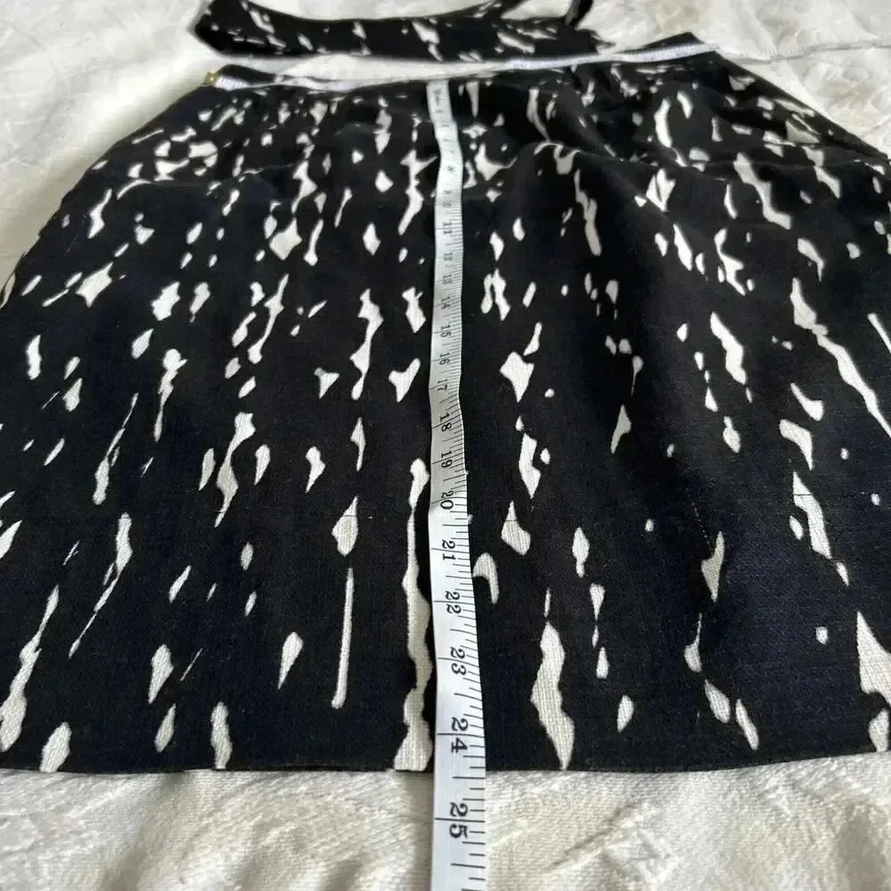 Black & White Cotton Knee Length Straight Skirt Lined Pockets East 5th Size10